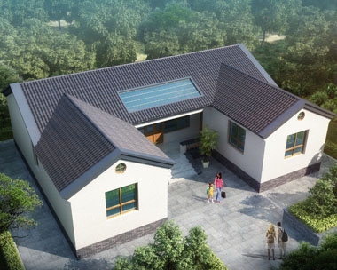 永云別墅AT226一層現代中式三合院別墅設計建筑圖紙13.8mx10.8m