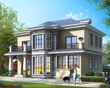 永云別墅AT1642二層簡歐帶內陽臺別墅建筑施工圖紙13mx10m