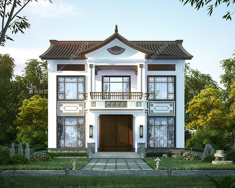 【永云出品】清雅賢居1#款/新中式帶閣樓傳承經典別墅設計全套圖紙12mX9.8m