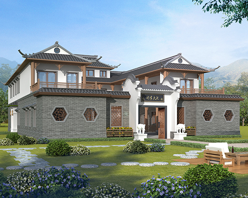 永州楊家大院中式徽派占地800平米四合院別墅定制設(shè)計(jì)案例