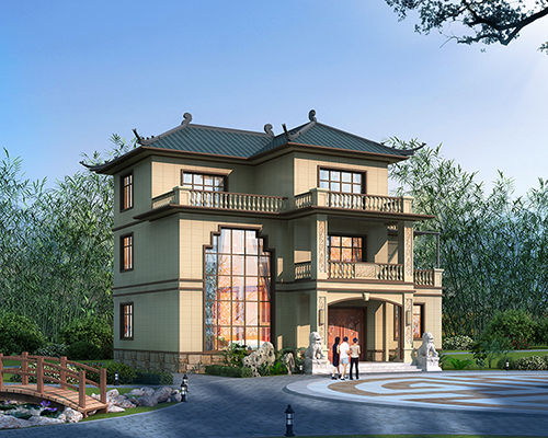 經(jīng)久耐看新中式風(fēng)格挑空客廳新農(nóng)村自建別墅定制案例