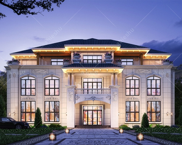 豪華歐式AT2812兄弟合建五間三層共堂屋復式樓別墅設計圖紙26X15m